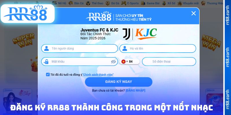 Đăng ký RR88 thành công trong một nốt nhạc